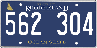 RI license plate 562304
