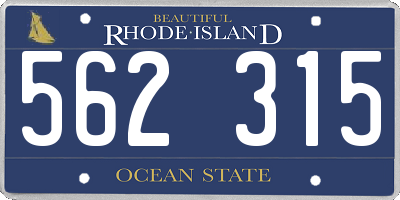 RI license plate 562315