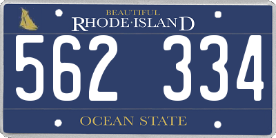 RI license plate 562334