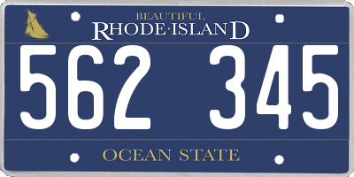 RI license plate 562345