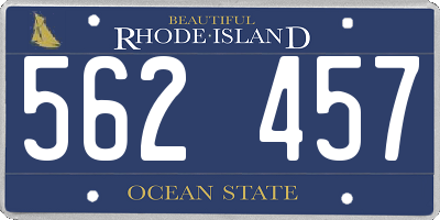 RI license plate 562457