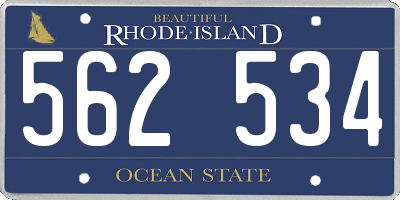 RI license plate 562534