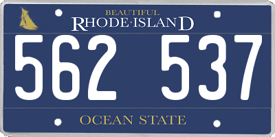 RI license plate 562537