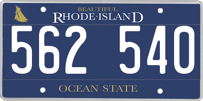 RI license plate 562540