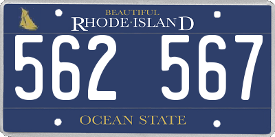 RI license plate 562567