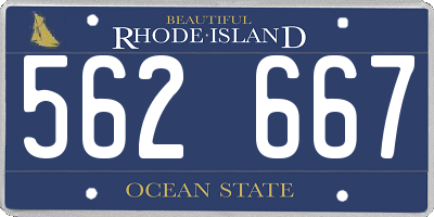 RI license plate 562667