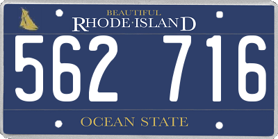 RI license plate 562716