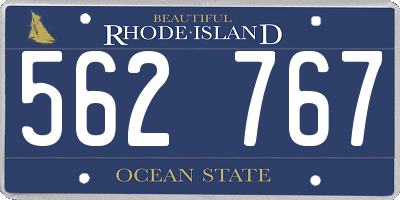 RI license plate 562767