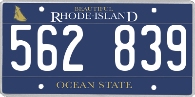 RI license plate 562839