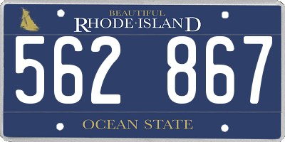 RI license plate 562867