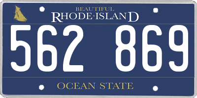 RI license plate 562869