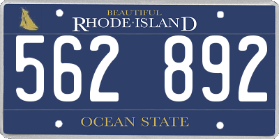 RI license plate 562892