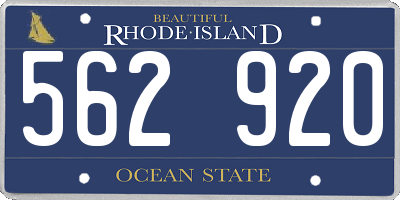 RI license plate 562920