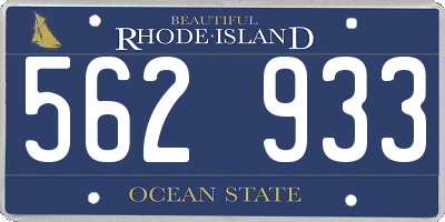 RI license plate 562933