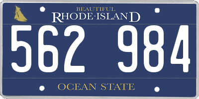 RI license plate 562984