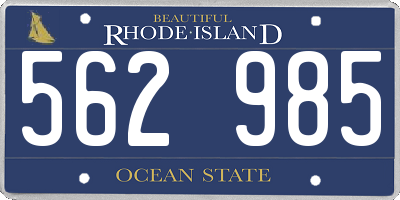 RI license plate 562985