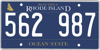 RI license plate 562987