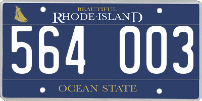 RI license plate 564003