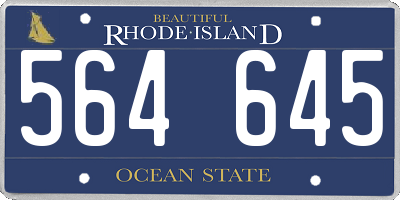 RI license plate 564645