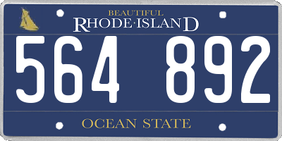 RI license plate 564892