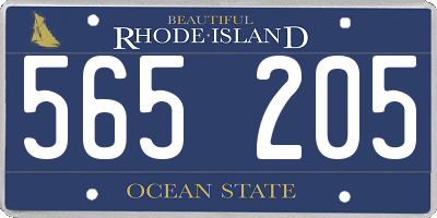 RI license plate 565205