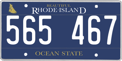 RI license plate 565467