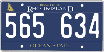 RI license plate 565634