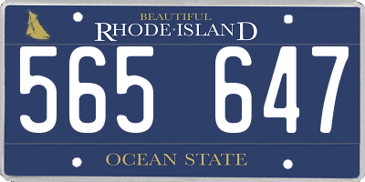 RI license plate 565647