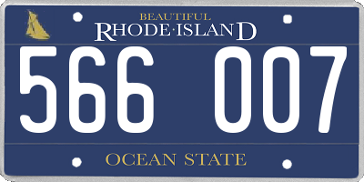 RI license plate 566007