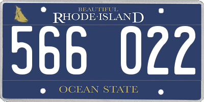 RI license plate 566022
