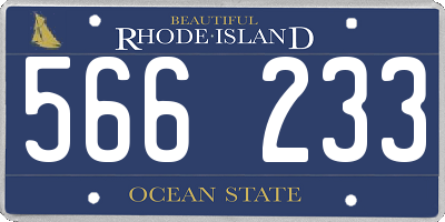 RI license plate 566233
