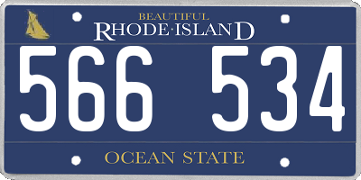 RI license plate 566534