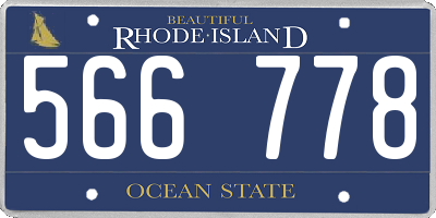 RI license plate 566778