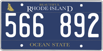 RI license plate 566892