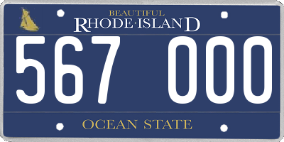 RI license plate 567000