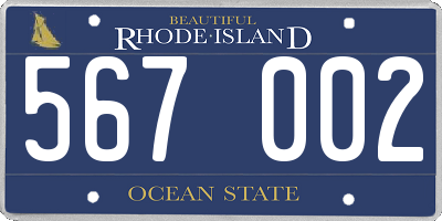 RI license plate 567002