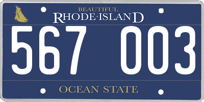 RI license plate 567003