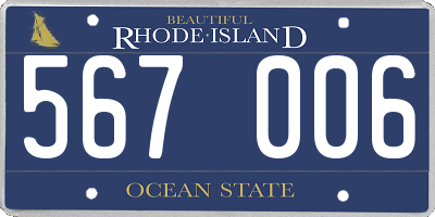 RI license plate 567006