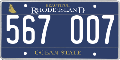 RI license plate 567007