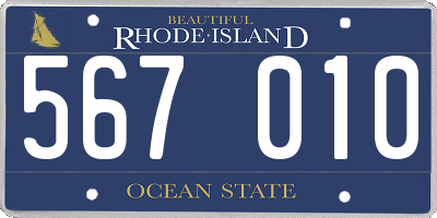 RI license plate 567010