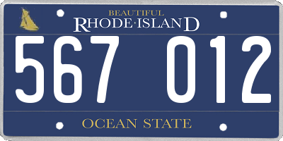 RI license plate 567012