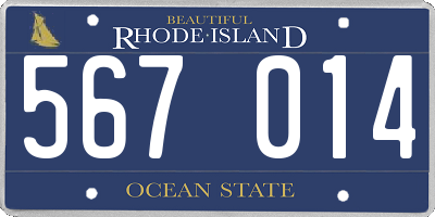 RI license plate 567014