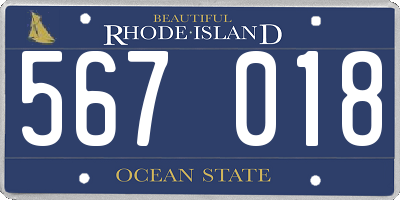 RI license plate 567018