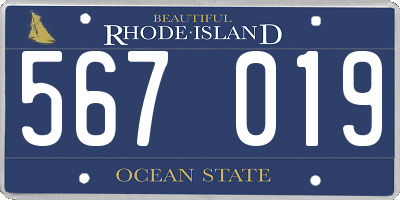 RI license plate 567019