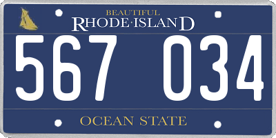 RI license plate 567034
