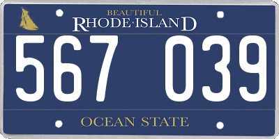 RI license plate 567039