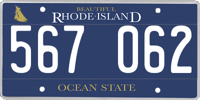 RI license plate 567062