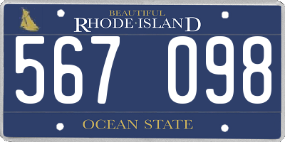RI license plate 567098