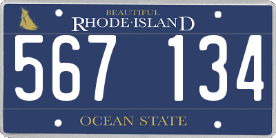 RI license plate 567134