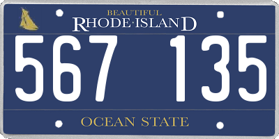 RI license plate 567135